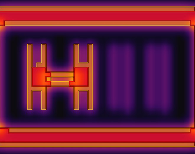 Leather patch in the needle points view: the frame and the tight letter H are critical, the wider bars are not